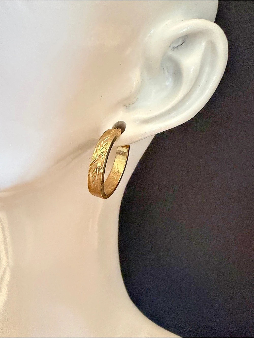 Gold Engraved Hoop Earrings